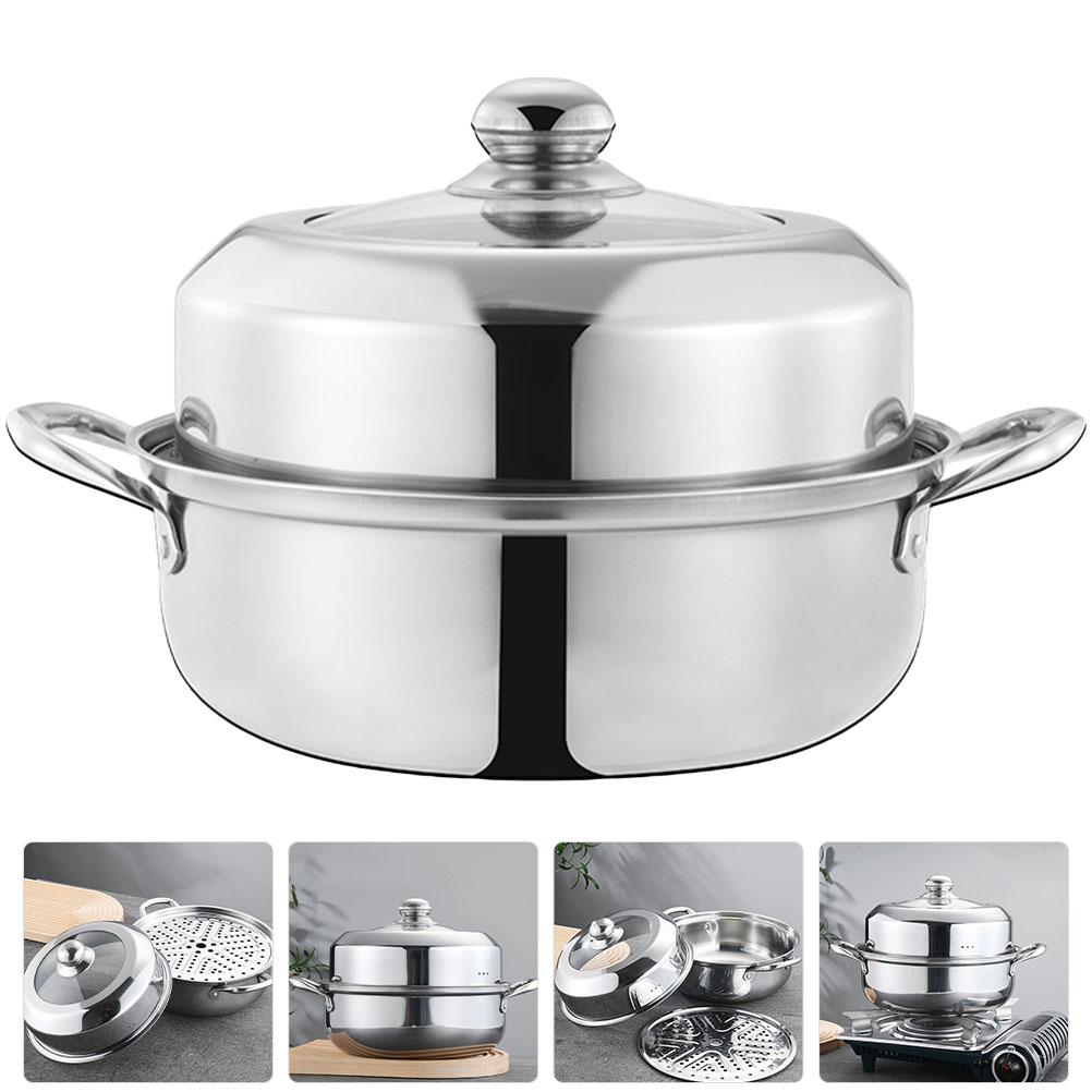 Stainless Steel Steamer Pot Steaming for Home Thicken Kitchen Utensil Food Basket Stockpot