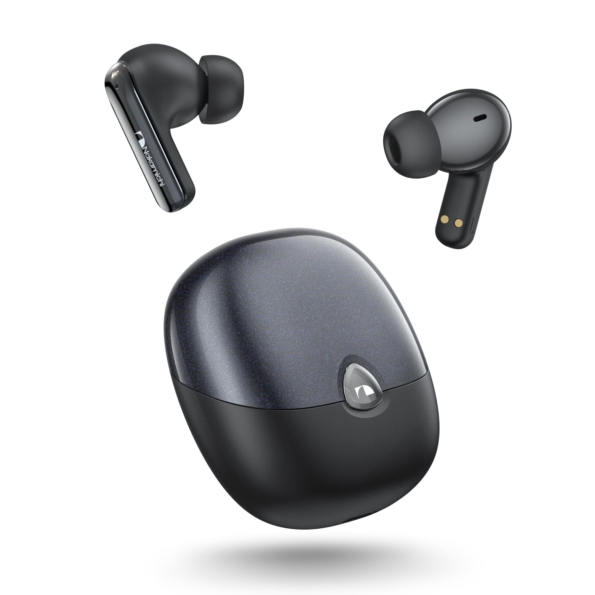 

Nakamichi My Music Hue Wireless Bluetooth Three EQ Spatial Up to 28 Hours of Binaural or Single Earphones Lavender Black Earbuds, 5.4, Modes, чорний