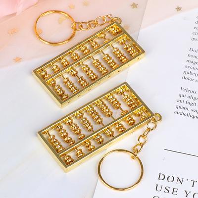 Golden Chinese Accounting Tool 8 Rows Abacus Keychain Ring Keychain