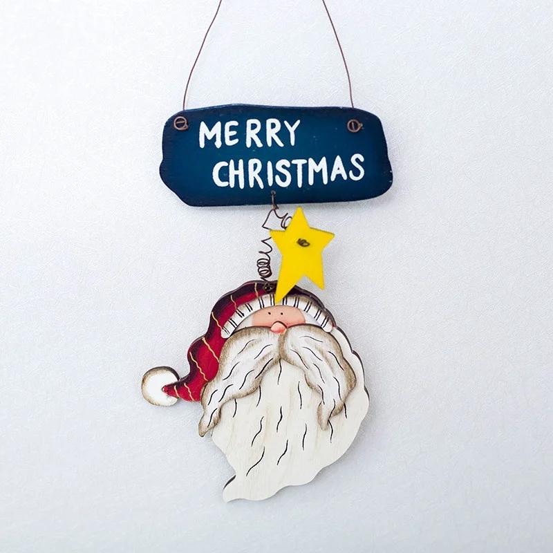 Christmas Creative Letter Listing Christmas Tree Wooden Decoration Pendant Retro Style Christmas Painted Wooden Sign Decoration