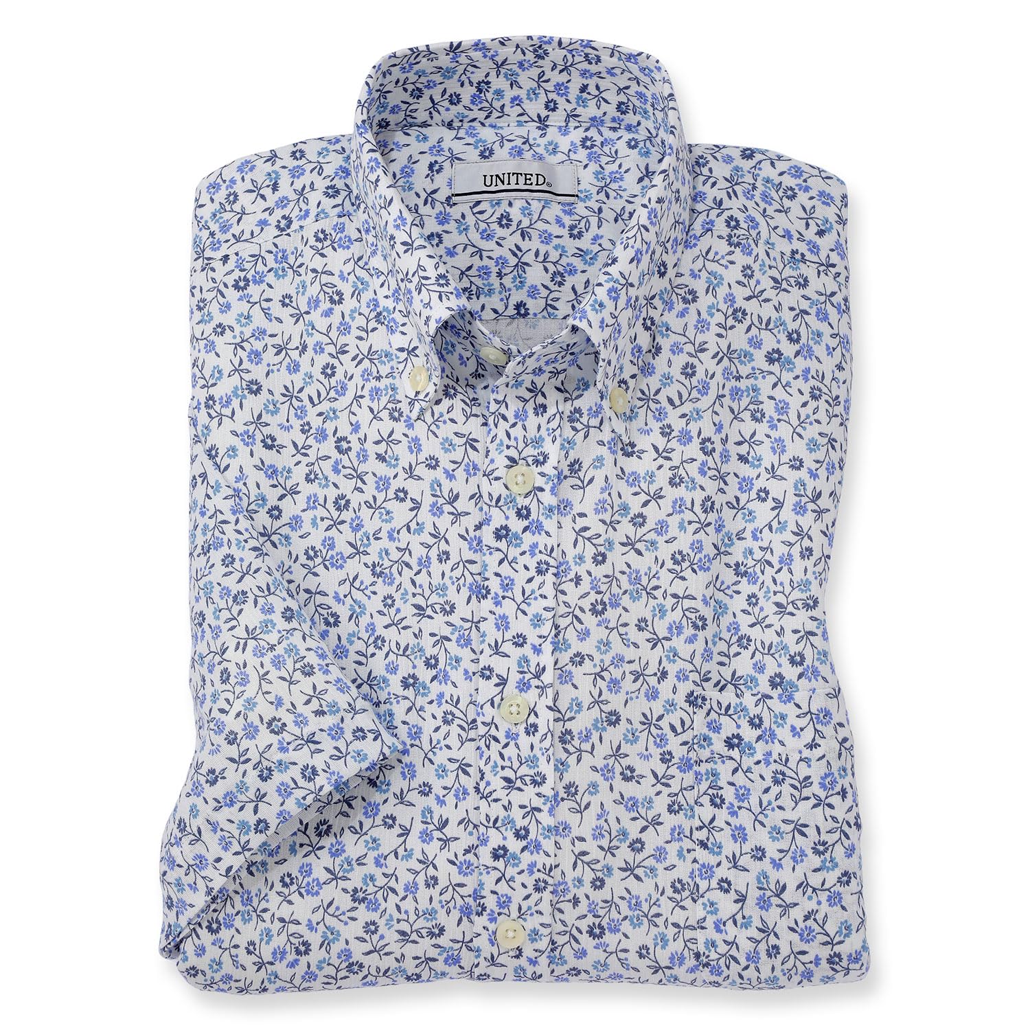

made in for Takashima Chijimi small floral [UNITED] Short-sleeved shirt, Japan, men, button-down, (JP, alphabet, L, pattern)
