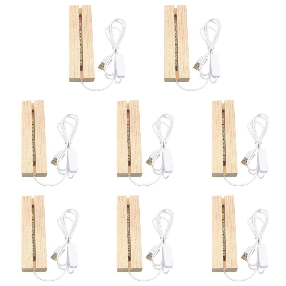 10-1pcs LED Wood Light Display Crystal Wooden Lighted Base Stand Acrylic Light Plate Base USB Wooden Base for Resin Art Lights