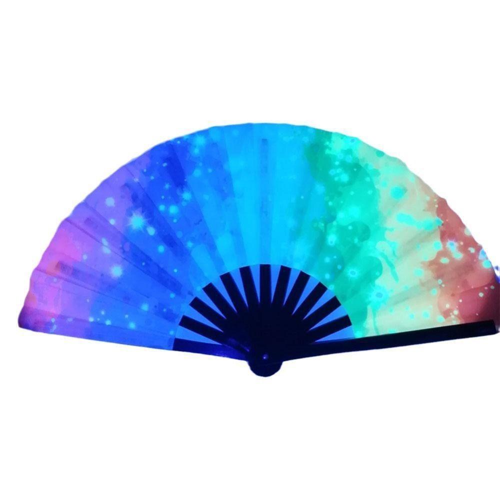 Fans with Lights Large Folded Hand Fan Folding Large Foldable Handheld Rave Fan 33cm Colorful Rainbow Folding Fan Dance