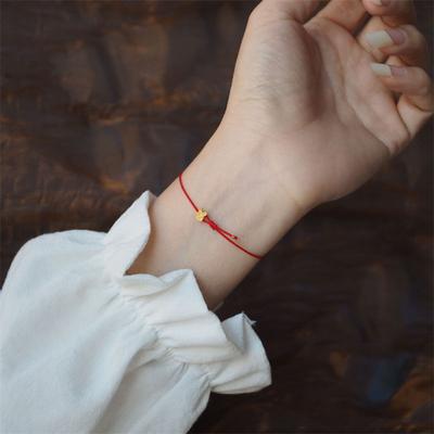 PANJBJ Kaninchen Armband für Damen Mädchen Rotes Geflecht Verstellbarer Schmuck Neujahrs Geburtstagsgeschenk Dropshipping Großhandel