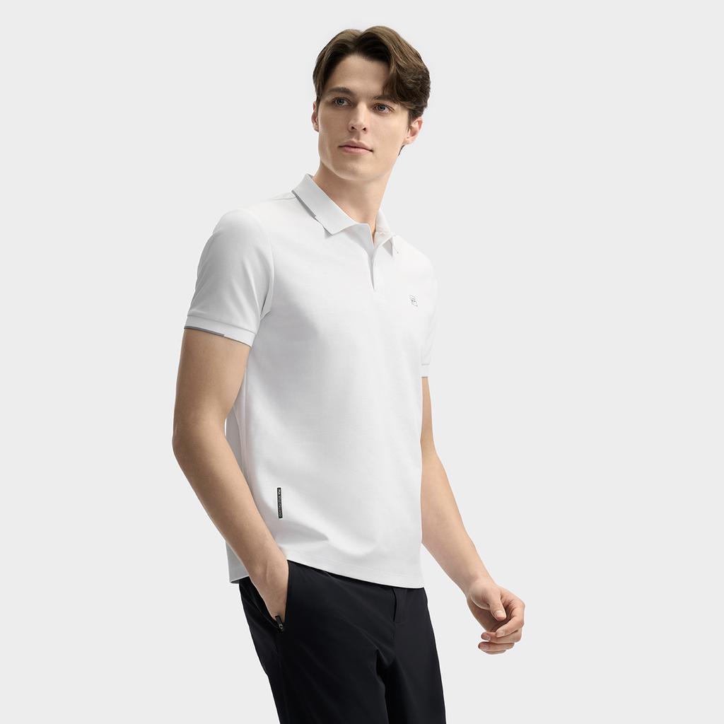 Fila White Fashion Versatile Casual Simple Comfortable Knitted Short Sleeve Polo Shirt Men Polo Shirts F11M523108F-WT