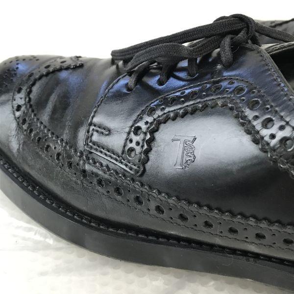 90s TOD’S Leather Wingtip Dress Shoes Men’s 8 26.5-27.0 Black(USED)