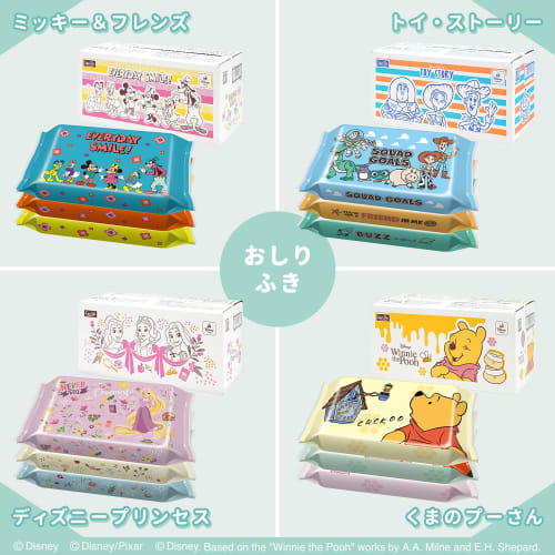 LEC Disney 99% Pure Water Baby Wipes, 80 Sheets X 20 Packs (Mickey & Friends) / 1600 Sheets / Soft Sheets / Additive-Free / Made In Japan