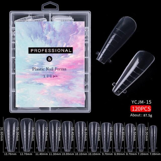 120pcs Kit Plastic Curve False Nails Art Dual Form French Tips Gel Extension Mode Acrylic Manicure Tool Accessories Sets
