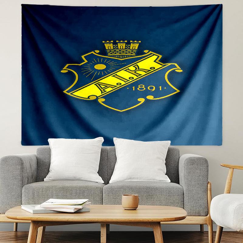 AIK Fotboll Druck Wandteppich, Leichte Wandbehang, für Schlafzimmer, Studentenwohnheim, Wohnzimmer, Heimkunstdekor, Geburtstags-Weihnachtsgeschenk für Freunde