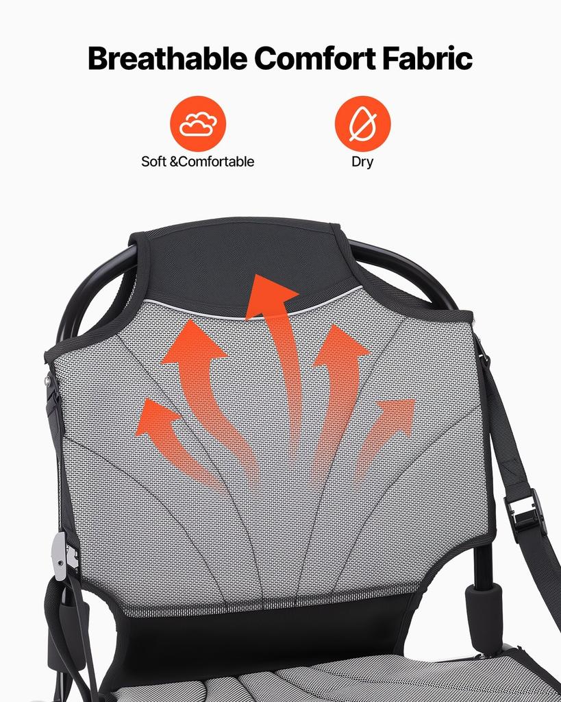 Kayak Seat, 1 Pack 34 mm Raised Height, Universal Foldable Canoe Seat with Adjustable Back Support, Adjustable Straps, and Aluminum Alloy Frame for