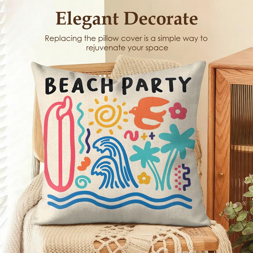 Summer Style Illustration Cushion Cover Natural Linen Organic Fabric DoubleSided Printing Sofa Home Decor Gift Pillow Case