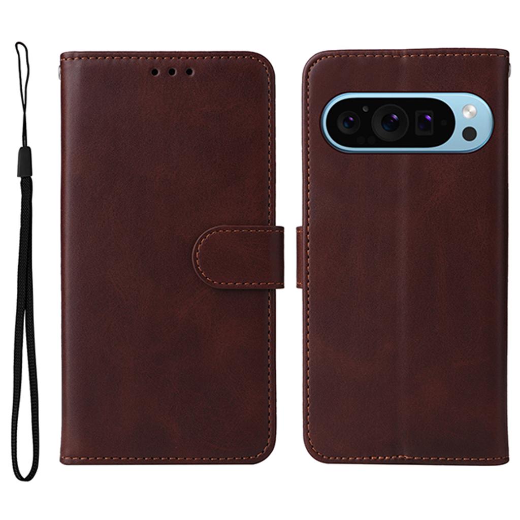 For Google Pixel 10 Pro/Pixel 10/Pixel 9/Pixel 9 Pro Leather Case 3 Card Slots Stand View Phone Cover Calf Texture