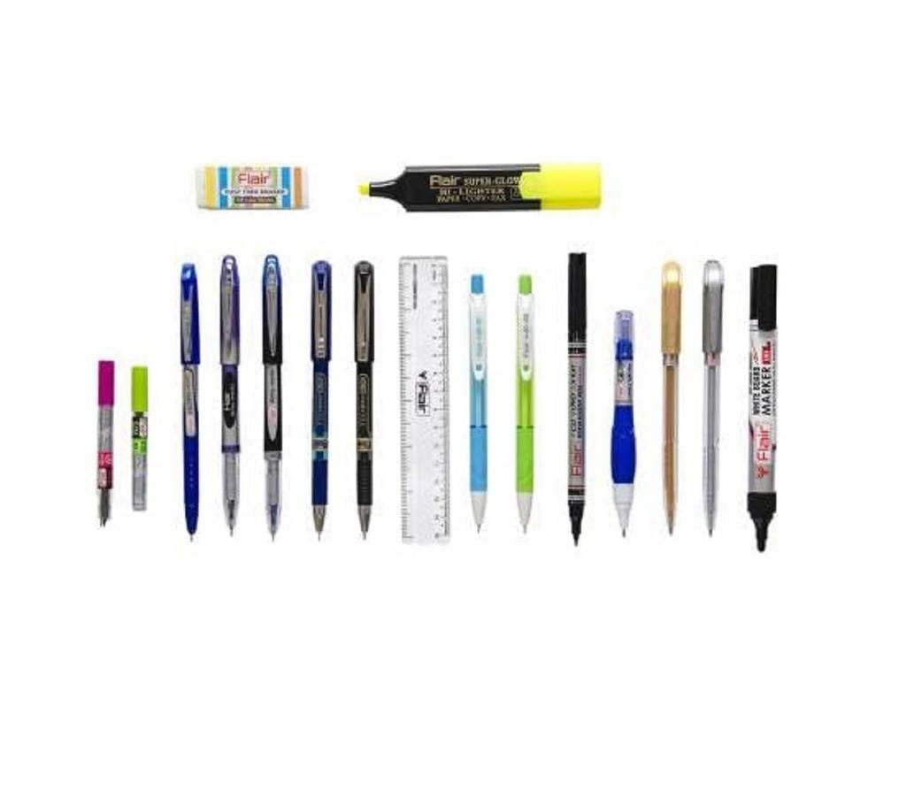 Flair Creative Series Write More Smart Writing Kit for School Office Home & Art Drawing Use 18 Multicolor Stationery Set