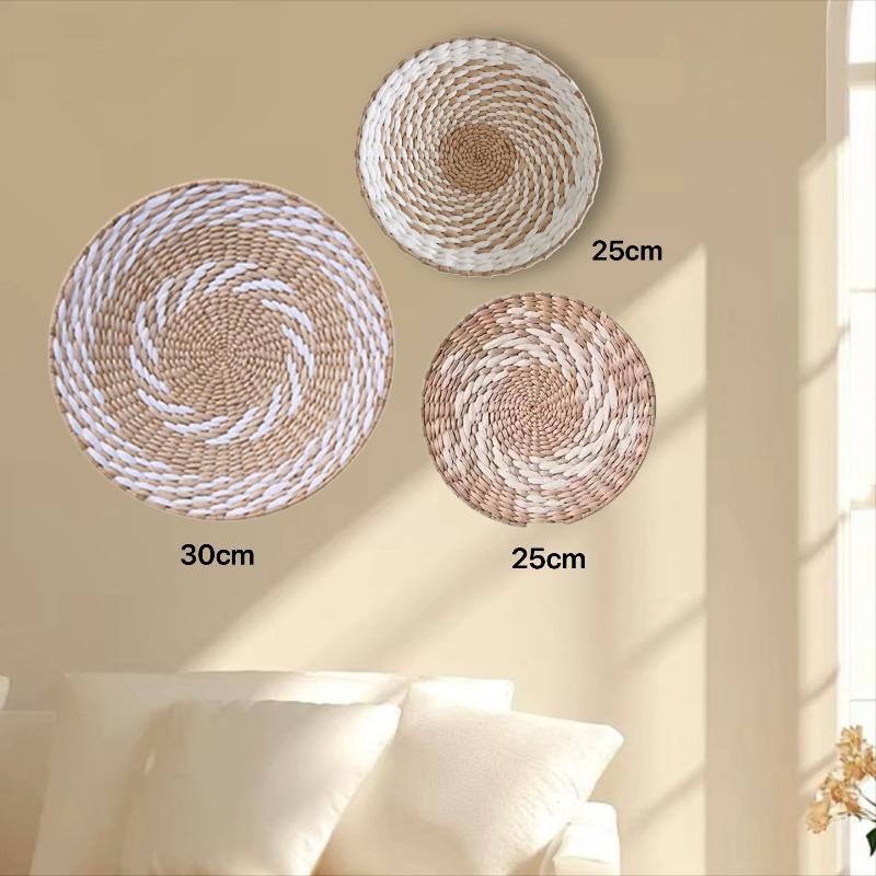 3/4/7pcs Bohemian Style Wall Basket Set Hanging Wall Basket Decoration Bohemian Style Wall Decoration Environmental Round Art