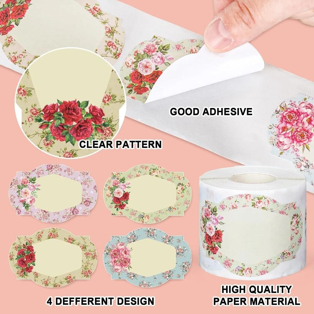 250pcs Flowers Name Labels Kitchen Blank Handwritten Date Stickers Refrigerator Freezer Food Storage Small Business 3*5cm
