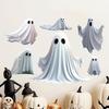 Halloween White Ghost Window Sticker Horror Themed Party Decoration Glass Electrostatic Sticker Festival Supplies Party Stickers