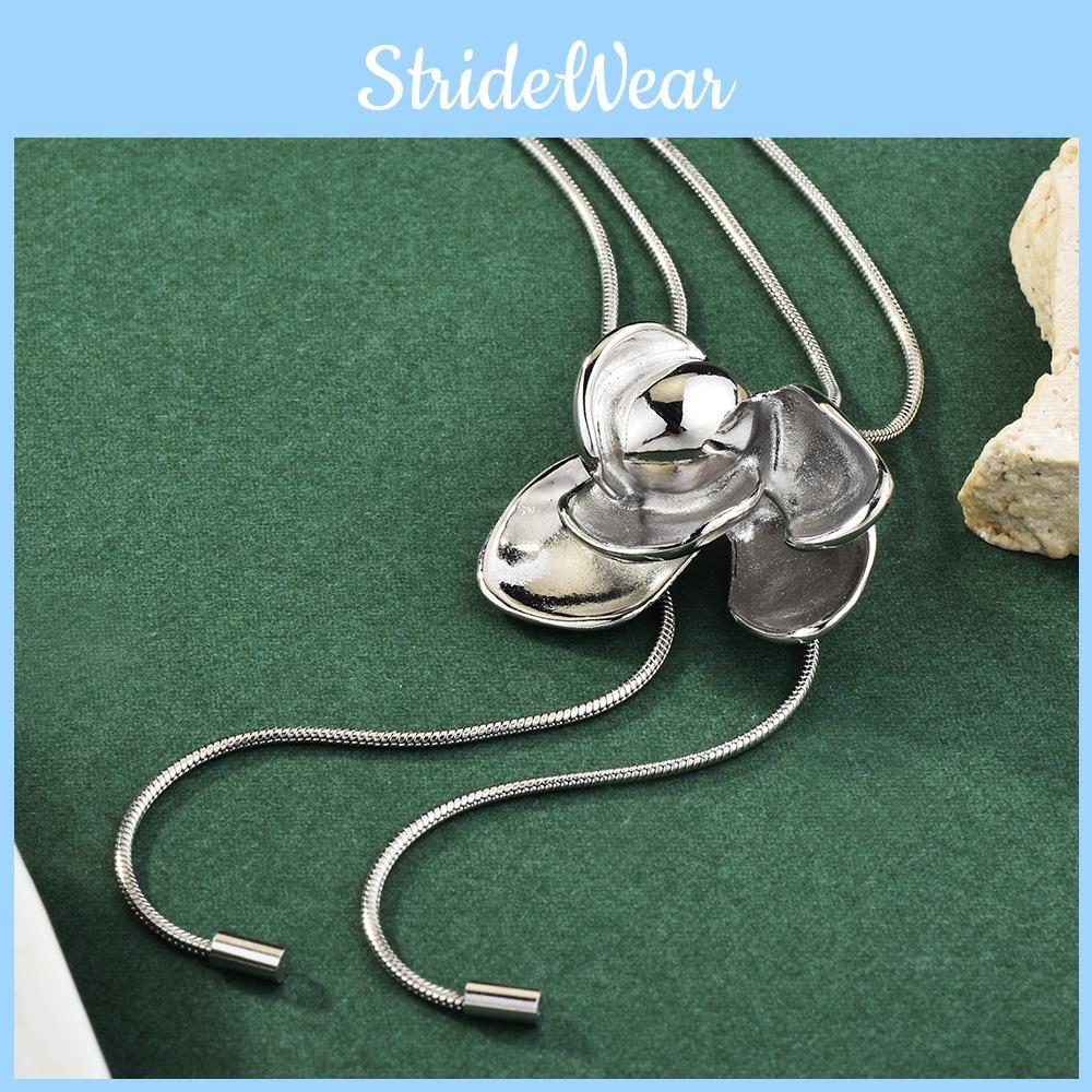 Long Forward Fashion Floral Necklace For Women With Elegant Snake Chain And Accents