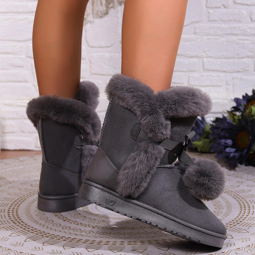 Women's Short Boots, Cute and Warm, Winter Women's Boots with Straps That Open and Close, Round Toe and Warm Velvet Women's Short Boots for One Foot