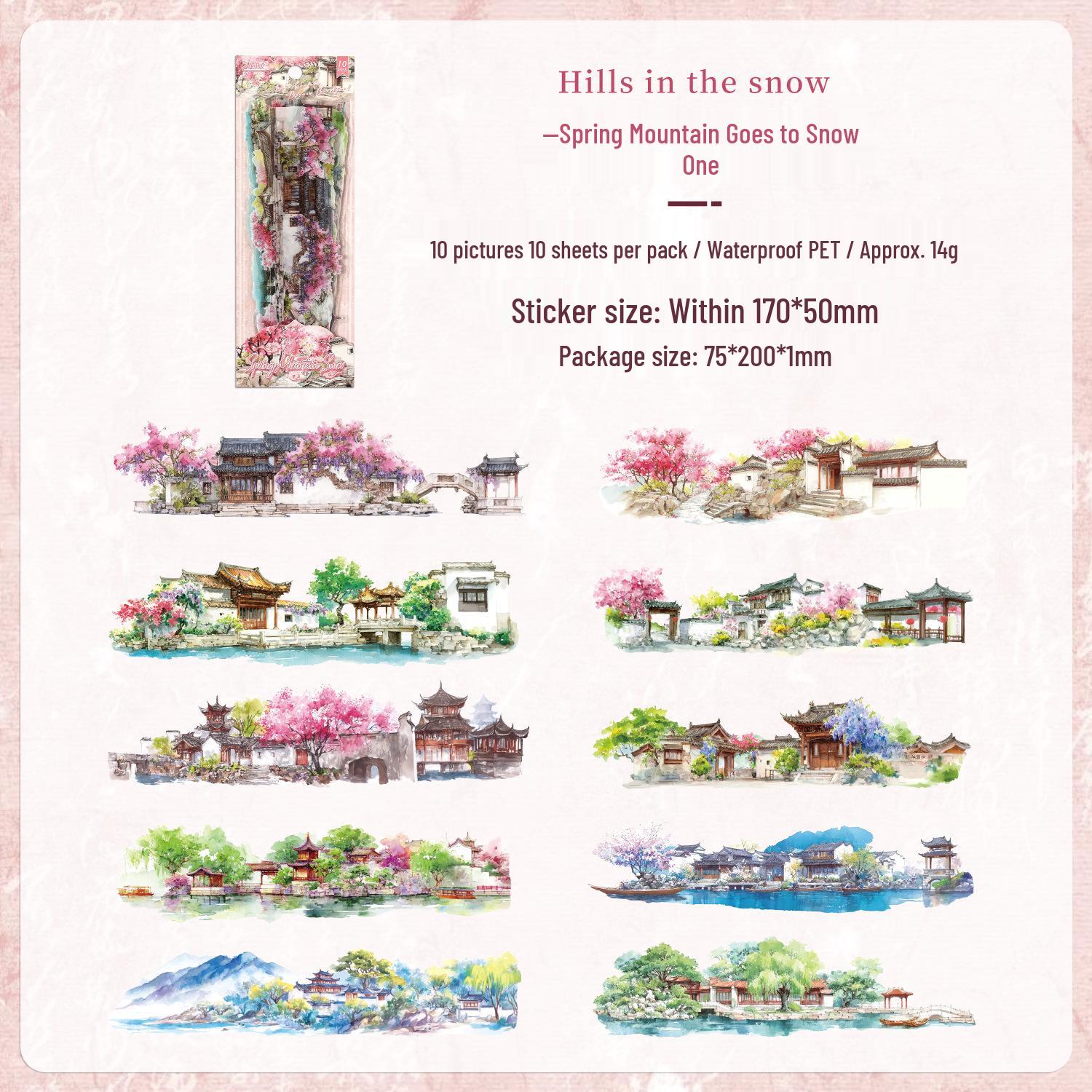 

ZABC Four Seasons Garden Sticker Pack: European Scenery Collage Strips for DIY Journals, 4 Styles