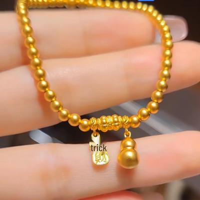 Vergoldetes Wohlstand anziehendes Kürbis-Armband für Damen - Handgefertigt im chinesischen Stil mit langanhaltender Farberhaltung