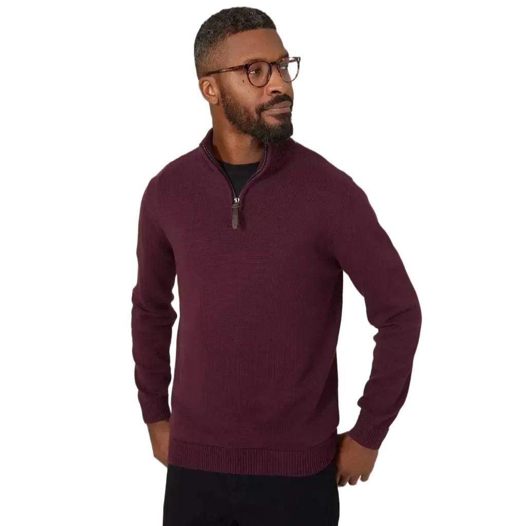 Maine Mens Premium Cotton Funnel Neck Jumper