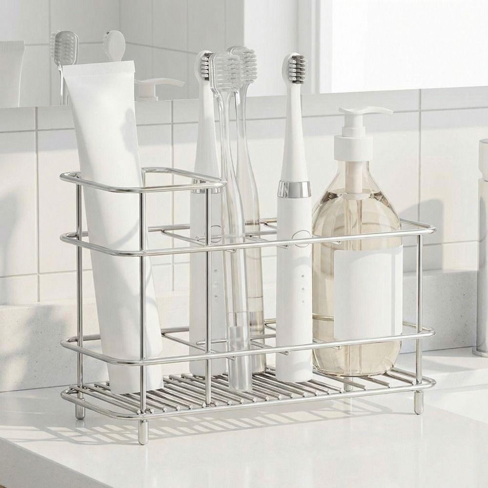 Non-Slip Toothbrush Holder Stainless Steel Toothbrush Toothpaste Shelf Toothpaste Holder  Bathroom