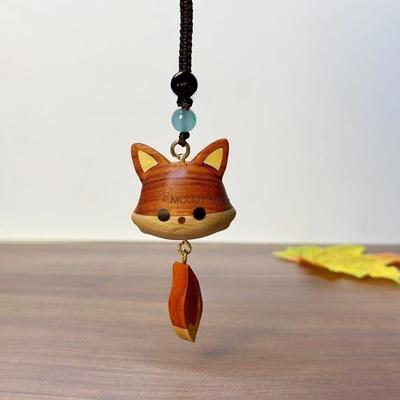Handgeschnitzter Rosenholz Niedlicher Kleiner Fuchs Anhänger Tropfen Vielseitige Heilende Accessoires Bestes Freund Geschenk