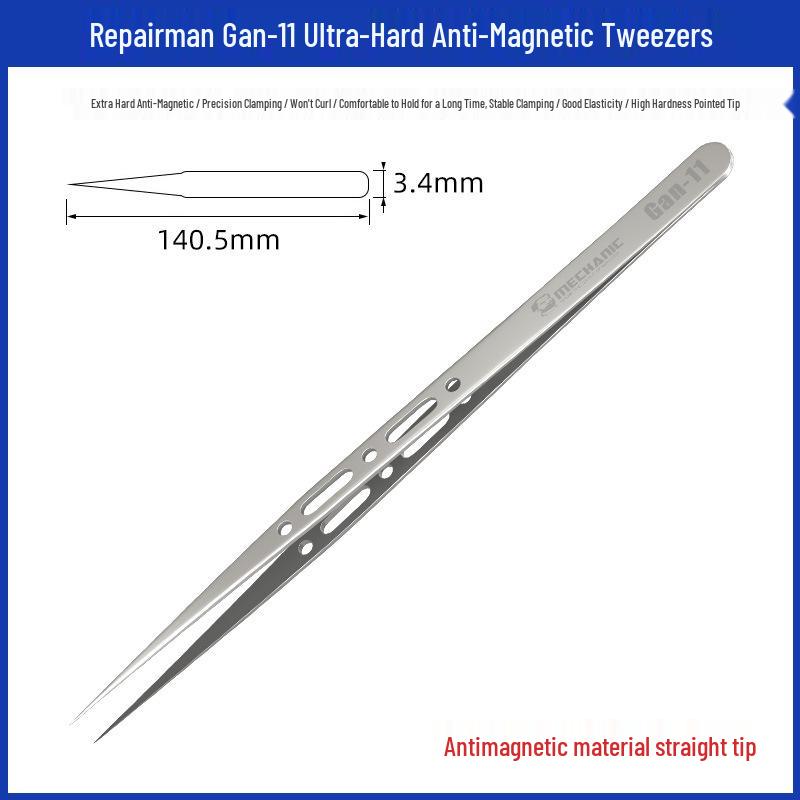 Repairman G-15 Precision Stainless Steel Tweezers Set - Bent & Straight Anti-Magnetic Tips for Mobile Phone Repair