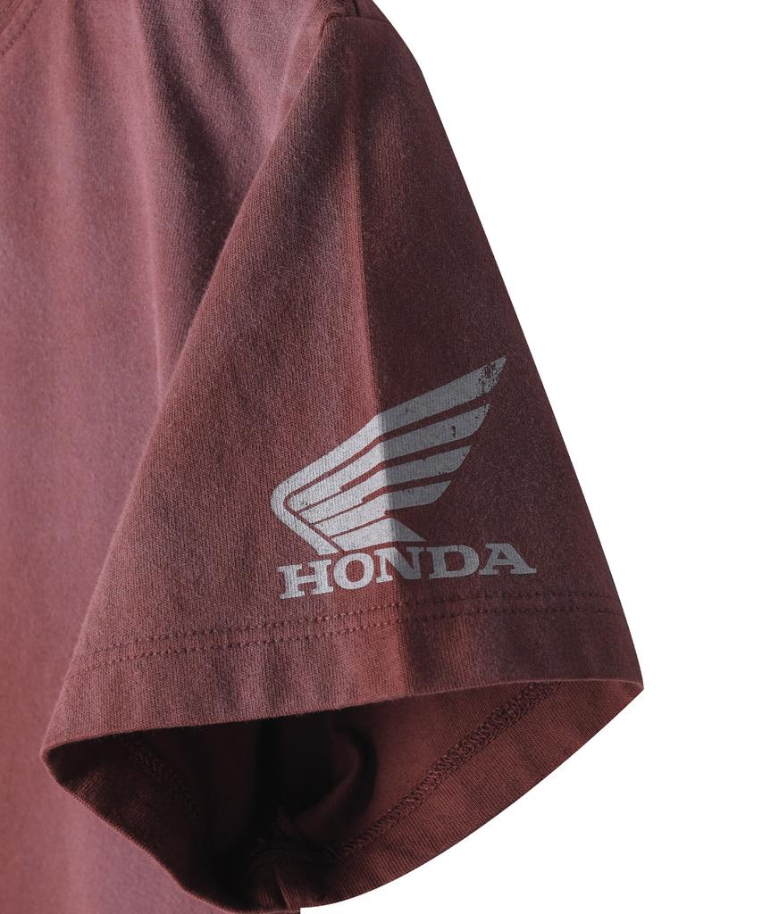 PHYPS MOTORCYCLE Womens Vintage Ride Washed Crop Tee Dark Red