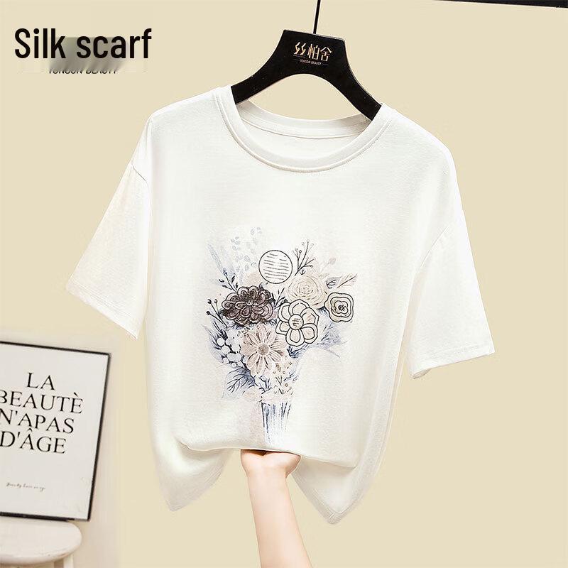 Women s Contrast Print Loose Short Sleeve T-shirt S
