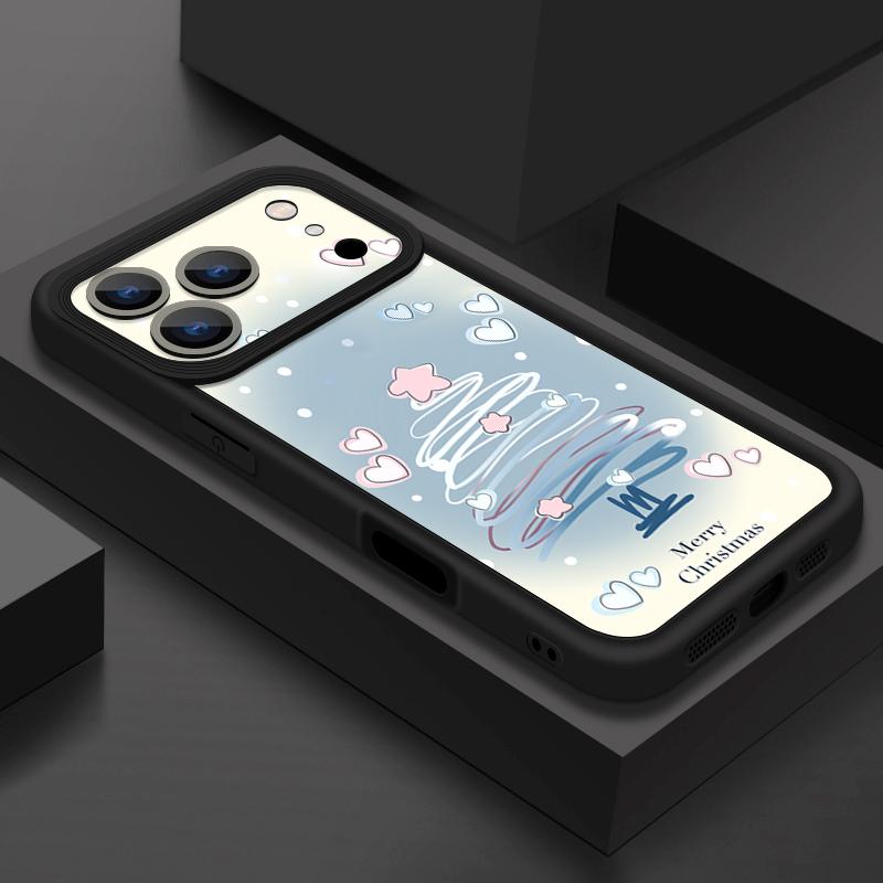 Shockproof Soft TPU Silicone Phone Cover Funda For iPhone 17 Air 16e 16 15 14 Pro Max 13 17 Pro Max 17 Pro 17 Air Blue Christmas Tree Pattern Case