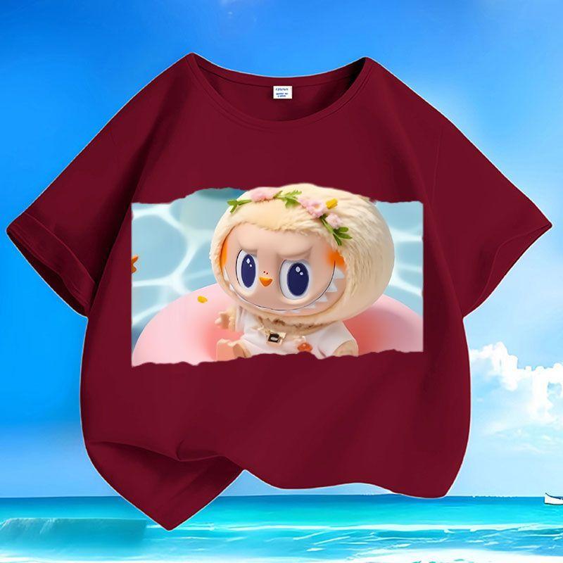 

Children s Cartoon Pure Cotton Top, Summer Boys and Girls Loose Short-sleeved Round-neck T-shirt 160