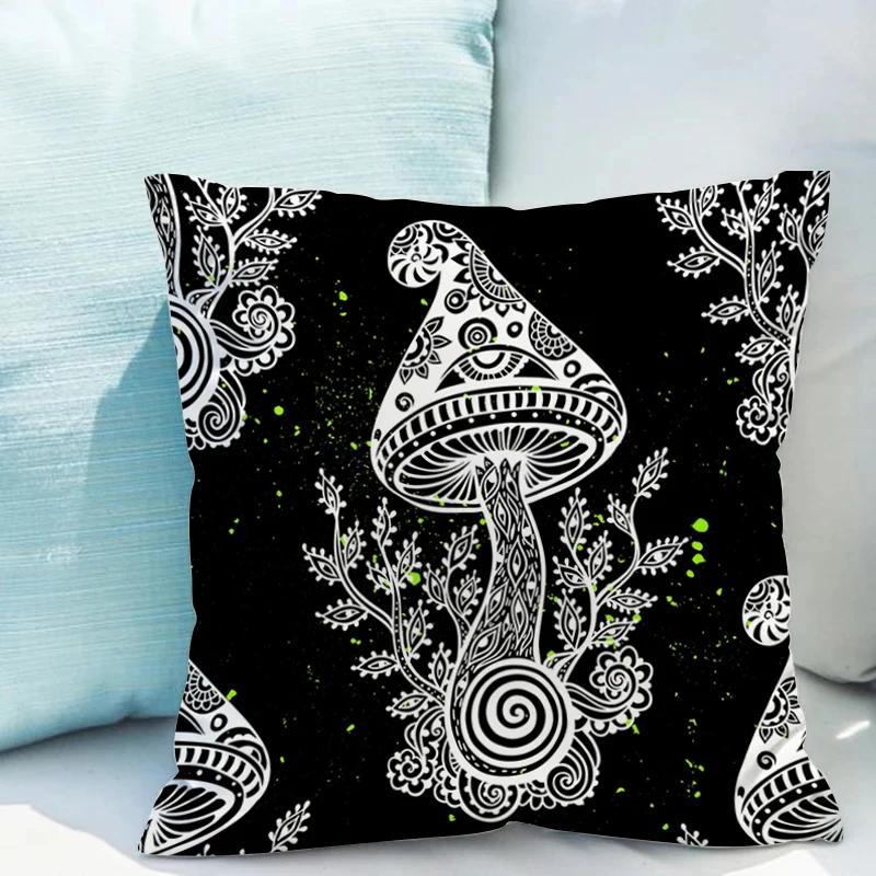 Bed Pillowcases for Pillows Fluorescent Mushroom Cushions Double-sided Printing Pillowcase 45*45 Cushion Covers 45x45 Cover Sofa