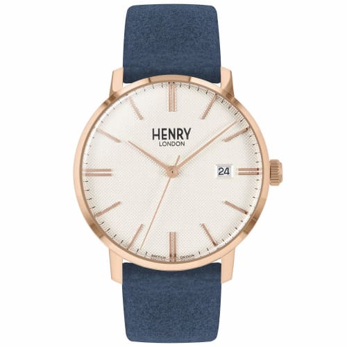 HENRY LONDON REGENCY SUEDE HL40-S-0358 Men's Watch, Blue