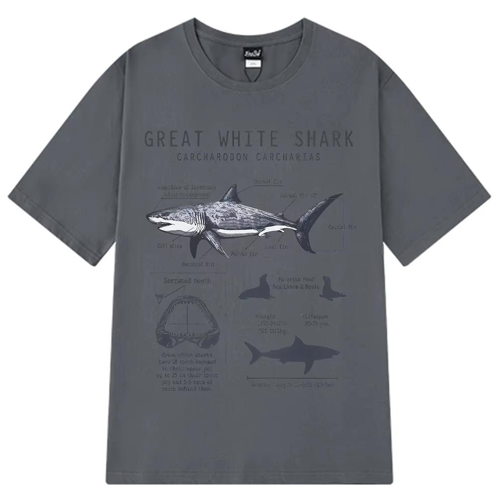 

Great White Shark Anatomy T-Shirts Summer Men s Street Short Sleeve Punk Style Men Women Casual Oversize Tops Streetwear 3XL