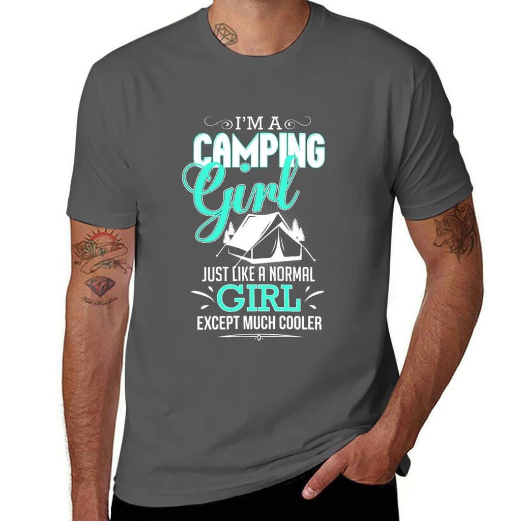 Slogan Im Funny Camping Girl Camping A TShirt Large Size Breathable Tee