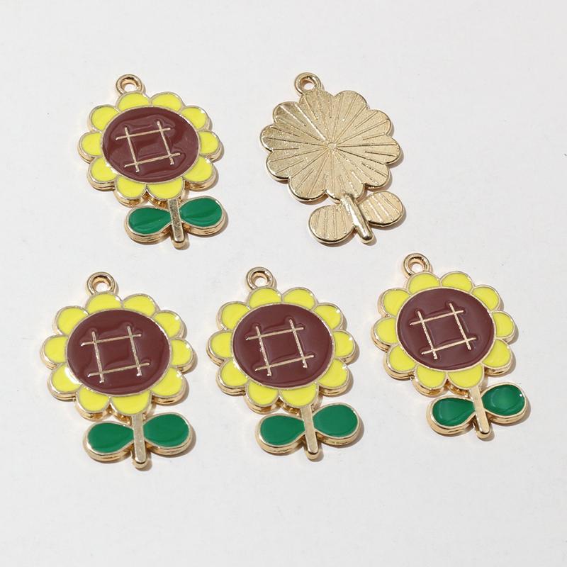 10pcs Enamel Flower Bee Honey Honeycomb Charms Pendant Alloy Metal for Necklace Earrings Bracelet DIY Jewelry Making Accessories