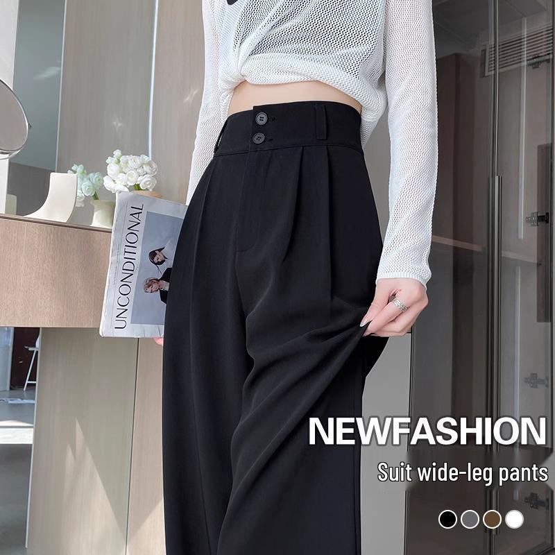 2026 Spring Women's High-Waisted Wide-Leg Suit Pants - New Style, Drapey, Straight-Leg
