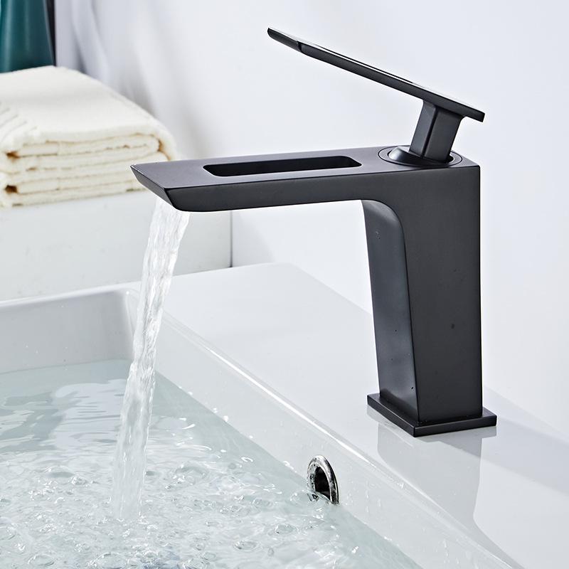 Basin Faucet Nordic Art Hot Cold Mixer Taps Hollow Design Deck Mount Bathroom Sink Faucets Single Handle