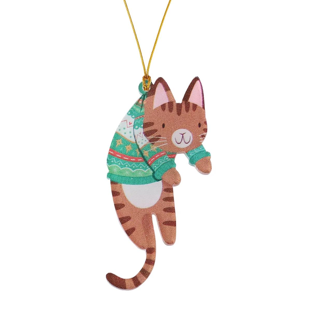 

Christmas Cat Hanging Signs Xmas Tree Pendants Cute Cat Hanging Decorations Door Hanging Sign Christmas New Year Decorations