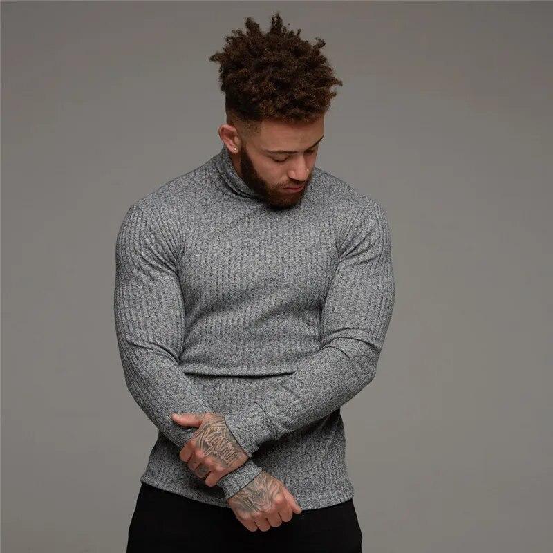 Herbst Winter Rollkragen männer Dünne Pullover Lässig Feste Warme Slim Fit Pullover Männer Pullover Bodenbildung Shirt