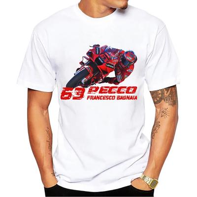 Camiseta Clásica para Niños Pecco Bagnaia 63, Camiseta Informal Campeón del Mundo de Motociclismo, Harajuku, Deportes, Ropa Blanca para Parejas