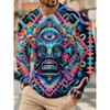 3D Printed Mysterious Eyes T Shirt For Men Colorful Fantasy Pattern Tees Autumn Casual Long Sleeves O-Neck Tops Loose T-Shirts