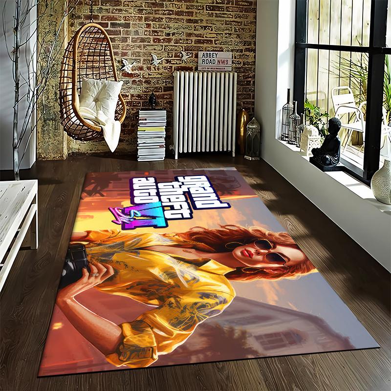 Tappeto in Flanella Stampato Grand Theft Auto Bellezza Bionda Antiscivolo Adatto per Camera da Letto, Soggiorno, Decorazione Stanza dei Bambini