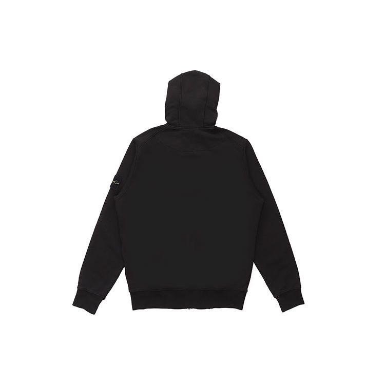 Stone Island Classic Solid Color Zip Hoodie With Badge Unisex Hoodies Black 721564251-V0029