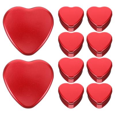 10Pcs Heart Candy Box Tinplate Wedding Gift Container Red Middle Size Portable Wedding Favor Box Sweet Gift Storage