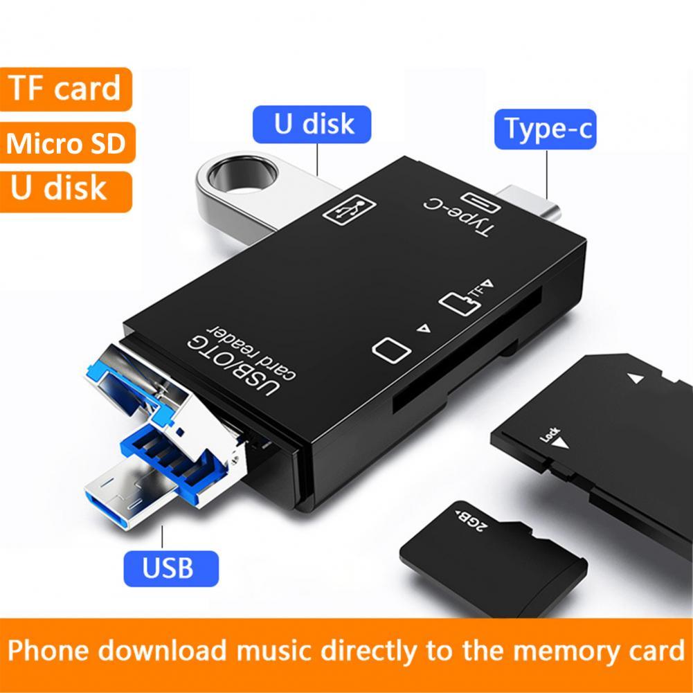 6 In 1 SD USB Type C Card Reader USB 2.0 TF/Mirco SD Smart Memory OTG Flash Drive Cardreader Adapter