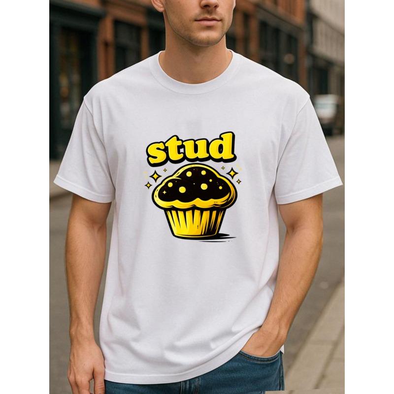 European Size "Stud" Dark and Light Colored Cupcakes, Quirky and Unique Style All-season Comfortable T-shirts, Short-sleeved Tops