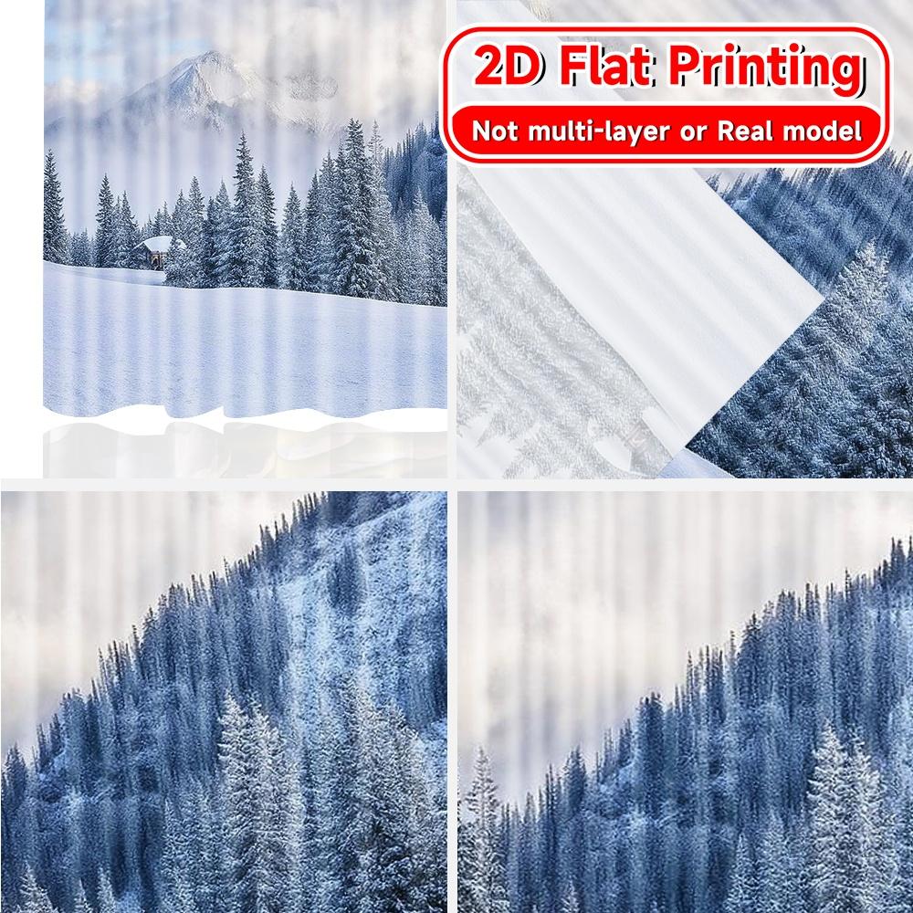 2pcs, 2D FLAT PRINTING Curtains (Without Rod) Snowy Panorama Popular Curtains&Drapes Festival Versatile Fabric Curtains Home