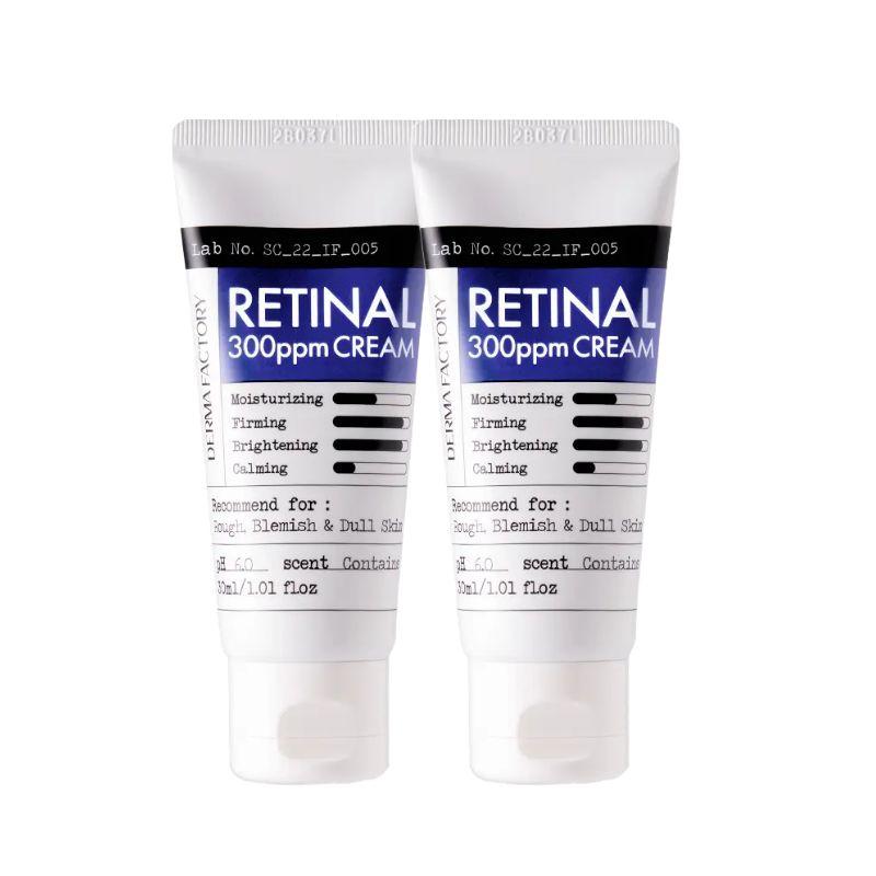 DERMA FACTORY Retinal 300ppm Cream Set 30ml x2 – Anti-Wrinkle & Firming Night Repair